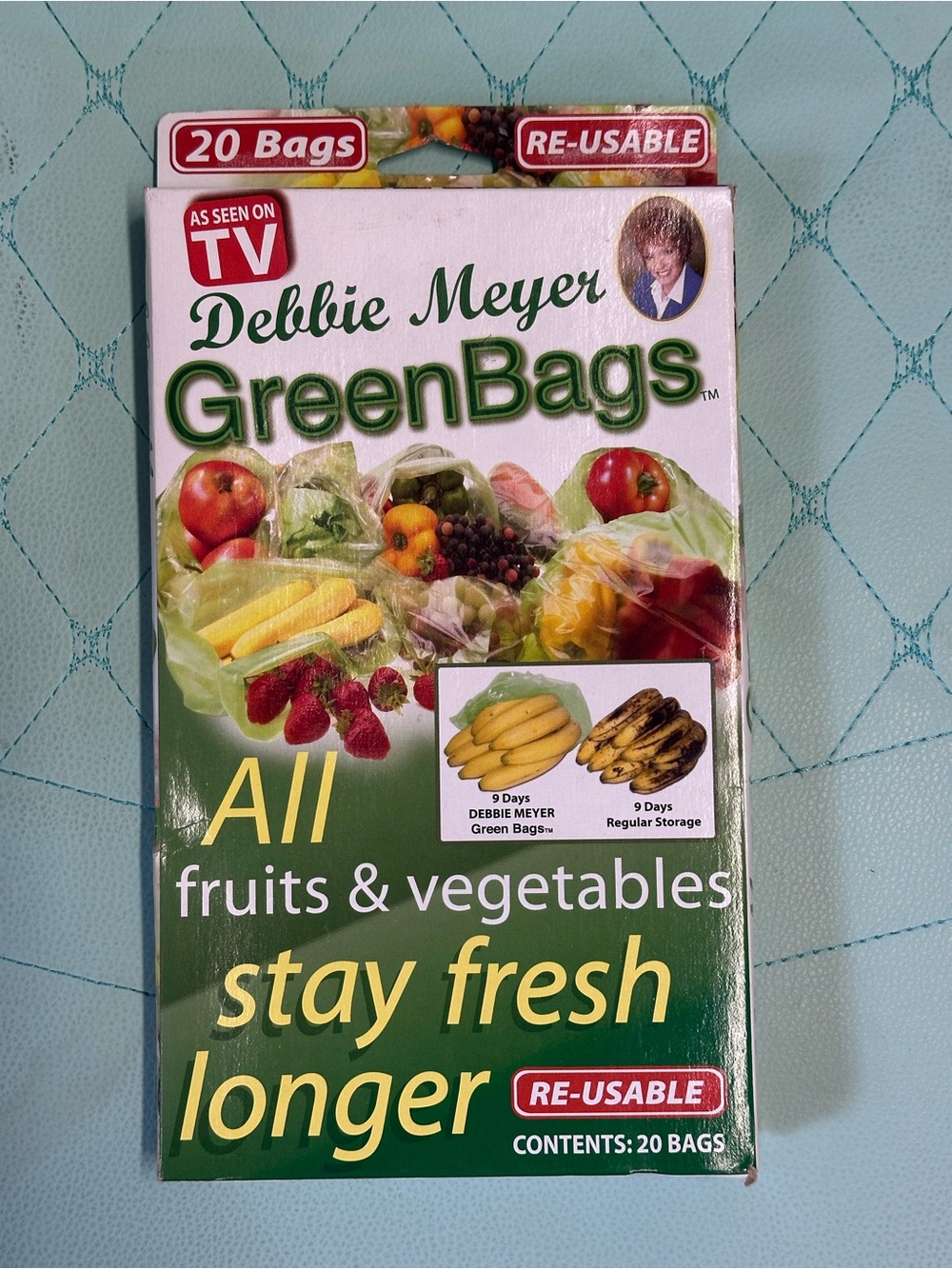 Debbie Meyer Stay Fresh Fruits Vegetables Green 20 Bags 10 Med 10 Lg NOS NEW